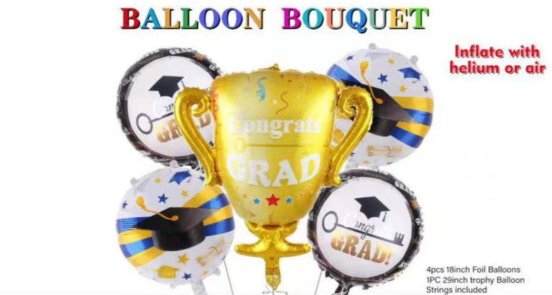 Congrats Grad Mylar Balloon Bouquet