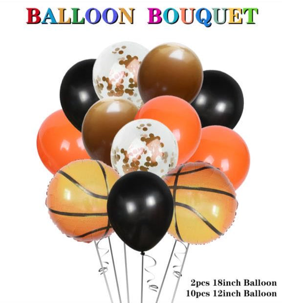 Basketball 12" Latex Balloon Bouquet