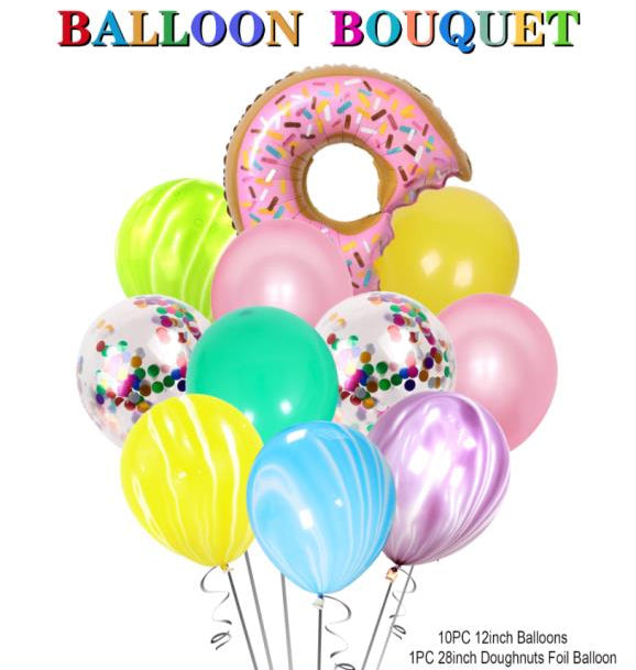 Marble Donut Helium Balloon Bouquet