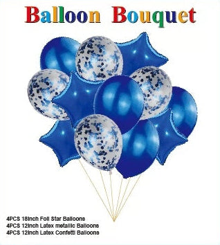 Royal Blue Latex and Mylar Helium Balloon Bundle Bouquet