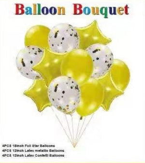 Gold Latex and Mylar Helium Balloon Bundle Bouquet