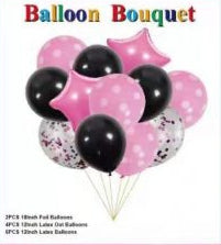 Pink and Black Polka Dot Helium Balloon Bouquet