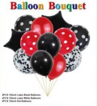 Red and Black Polka Dot Helium Balloon Bouquet
