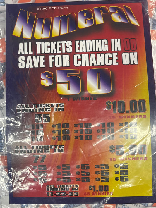 NUMERAL $50, $1 JAR TAB - 405 TICKETS