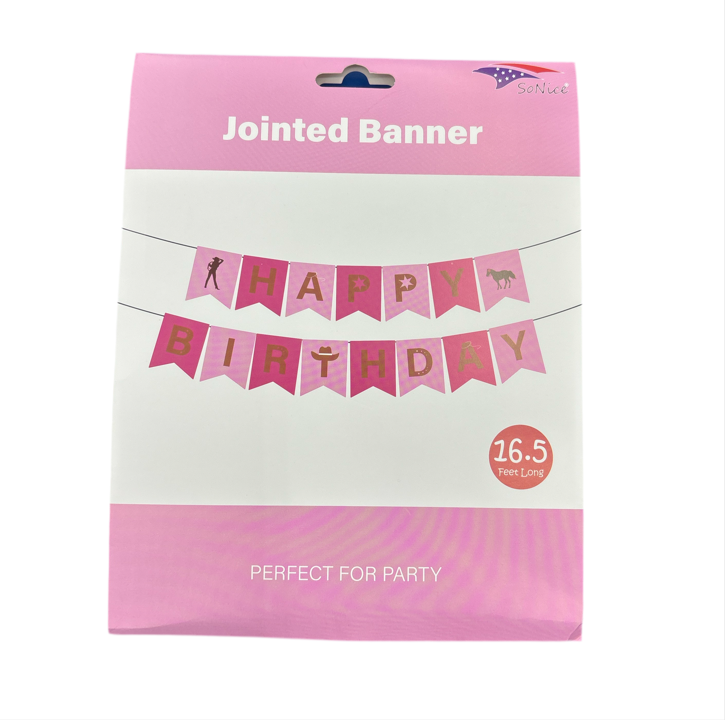 Pink Cow Girl Happy Birthday Banner