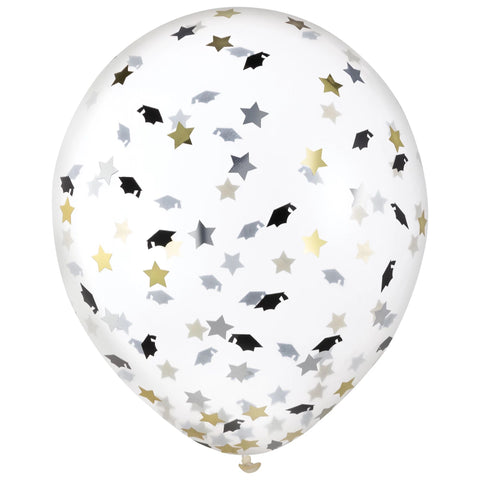 Grad Cap Confetti Latex Balloons