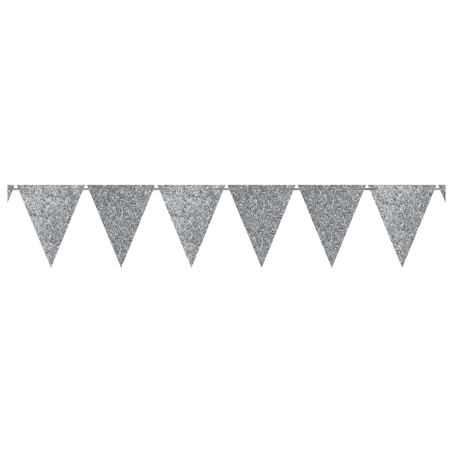 Large Paper Pennant Banner - Sparkle Silver