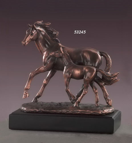 Bronze Running Mare with Foal