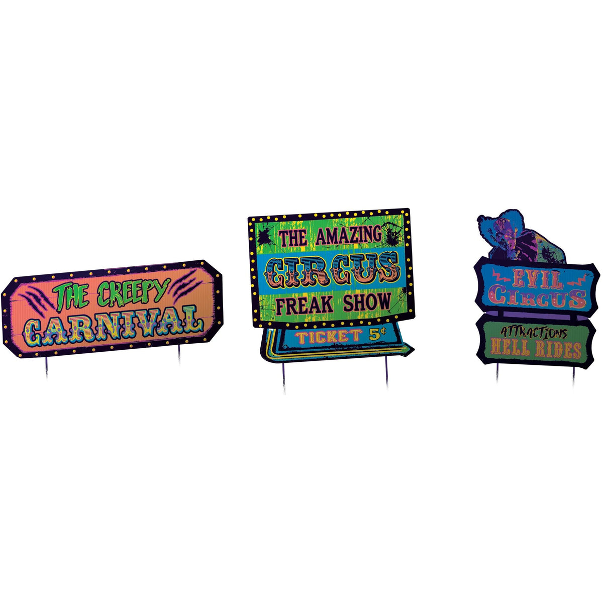 Creepy Carnival Yard Sign Blacklight HornerNovelty