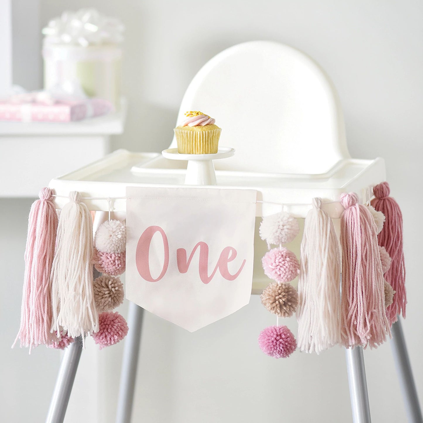 Girls First Birthday High Chair Banner