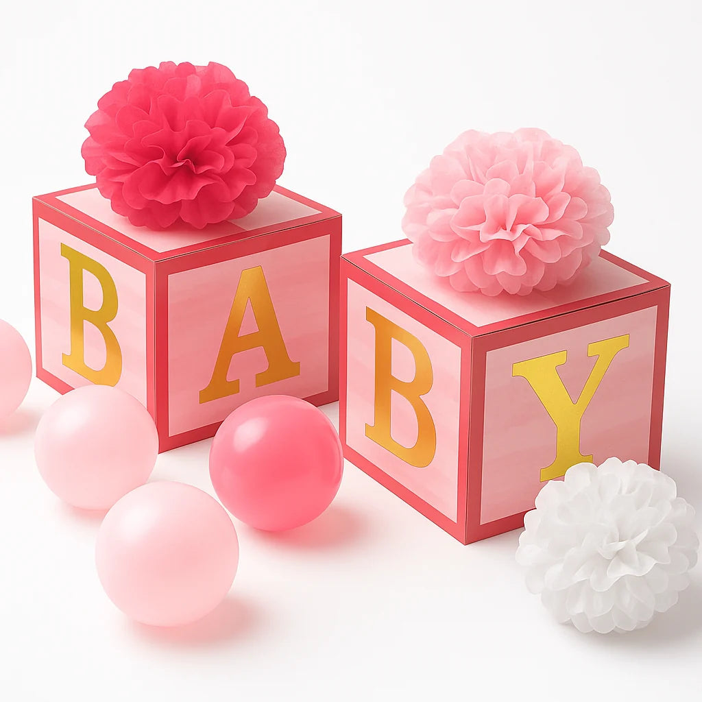Pink Baby Block Table Decorations