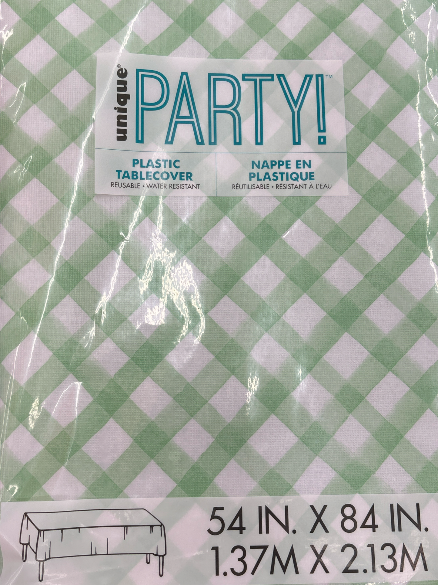 Green Gingham Faux Felt Tablecover - 54" x 84"