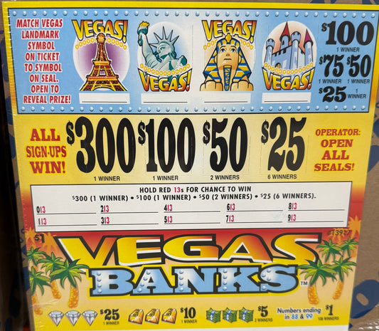 VEGAS BANKS PULL TAB 1440 TICKETS