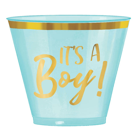 Oh Baby Boy Hot-Stamped Plastic Tumblers, 9 oz.