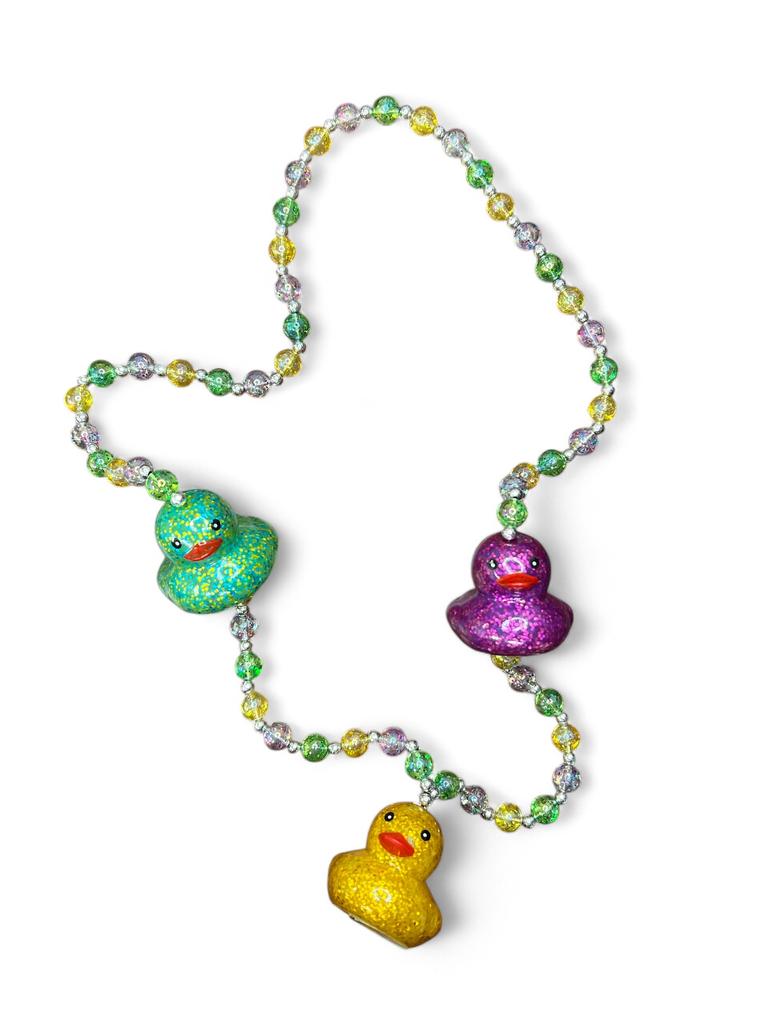 Mardi Gras Rubber Duck Beaded Necklace