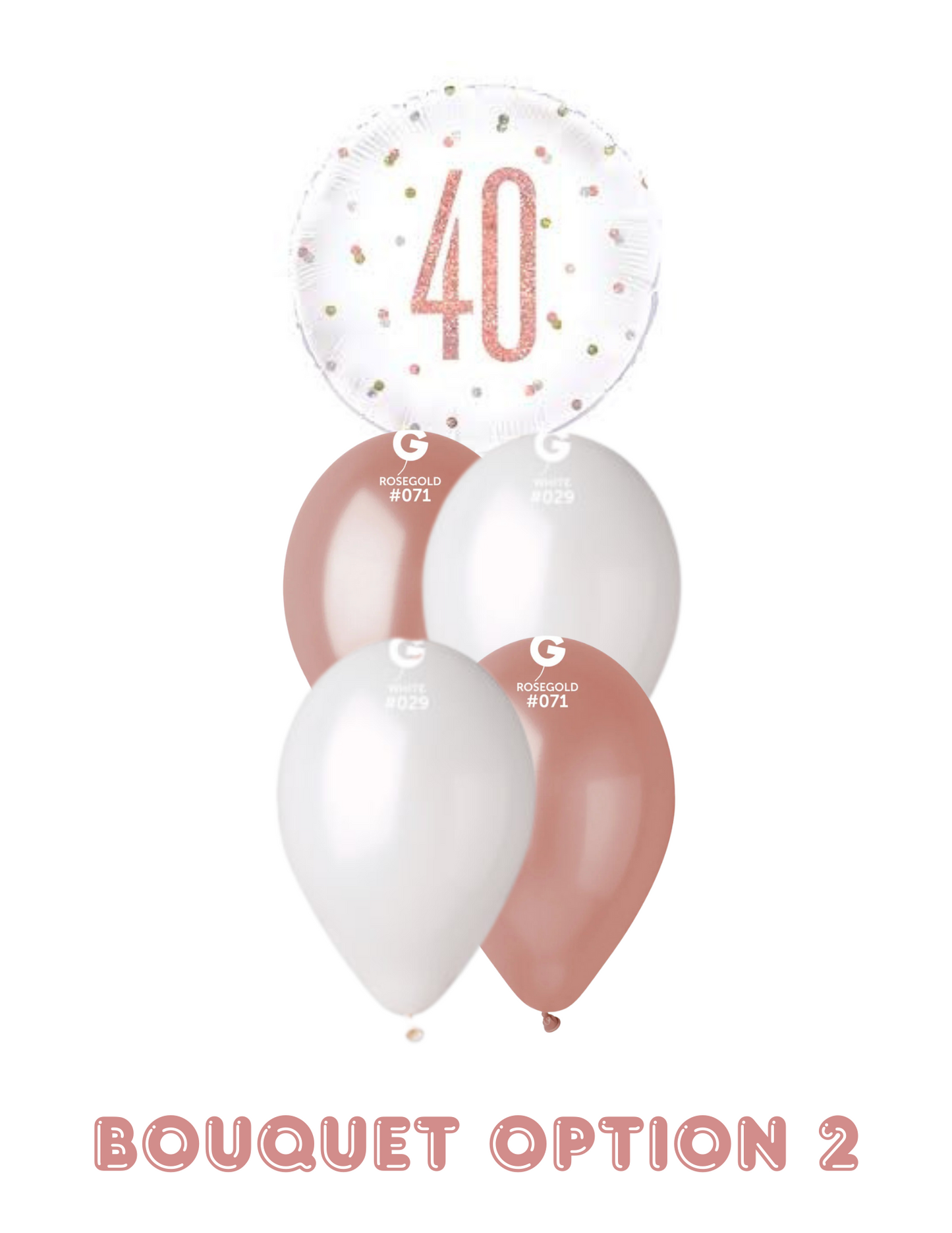 18" Holographic Rose Gold 40th Birthday Helium Filled Mylar