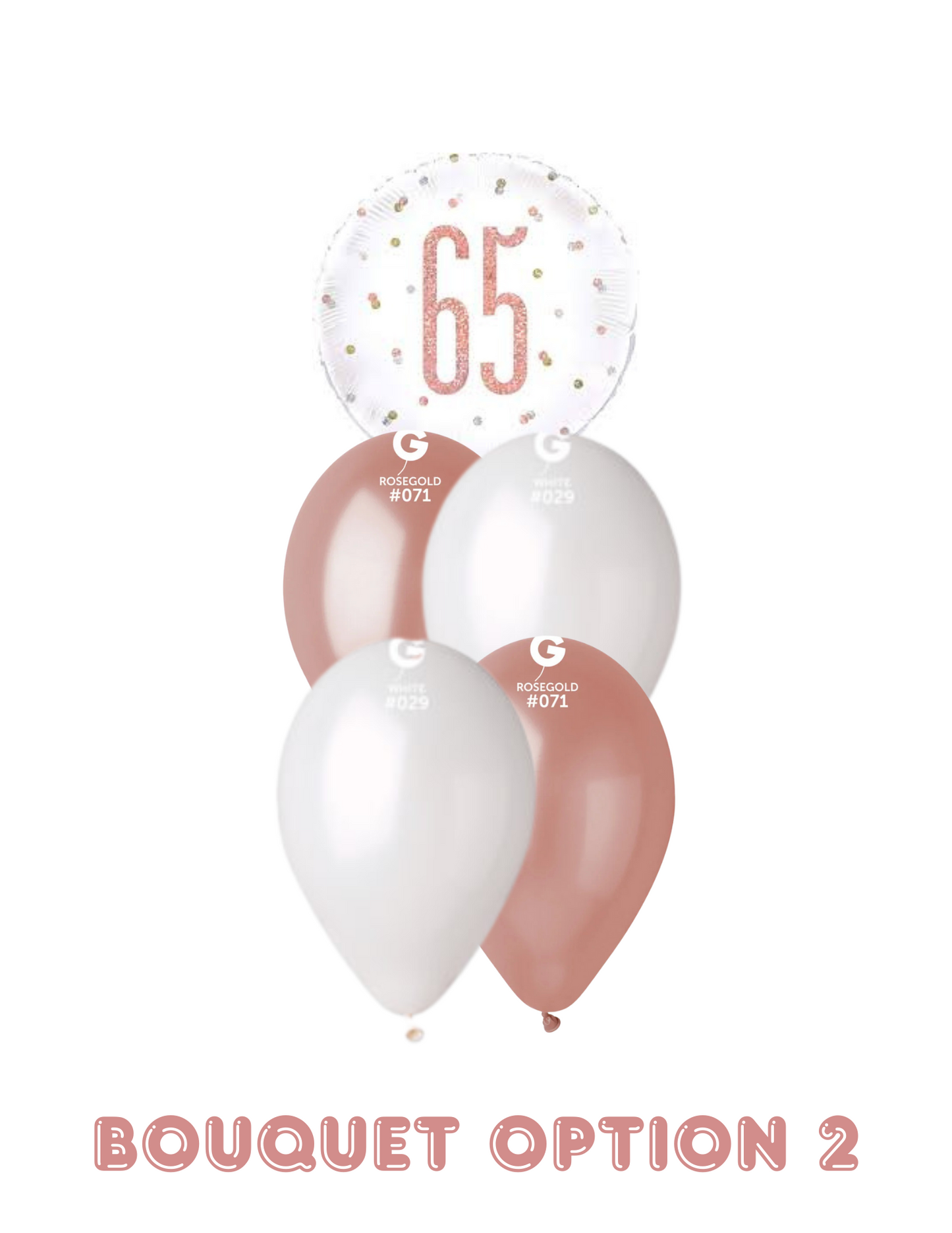 18" Holographic Rose Gold 65th Birthday Helium Filled Mylar