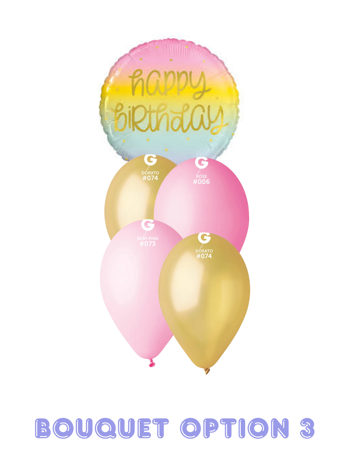 18" Pastel Ombre Happy Birthday Helium Filled Mylar