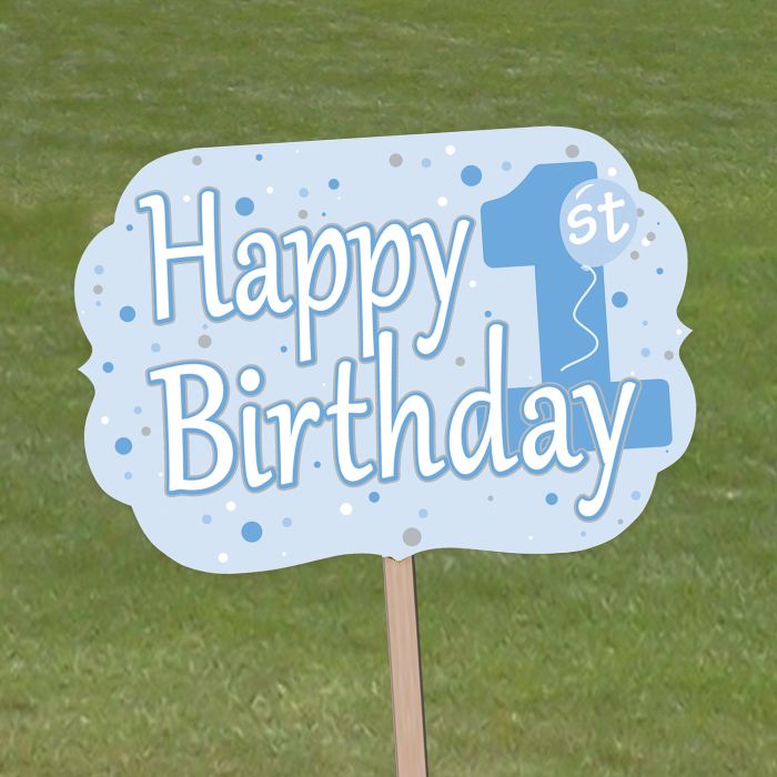 Blue1st Birthday Wooden Yard Sign