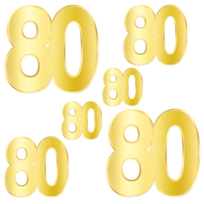 80th Birthday Gold Cutouts - 6ct.