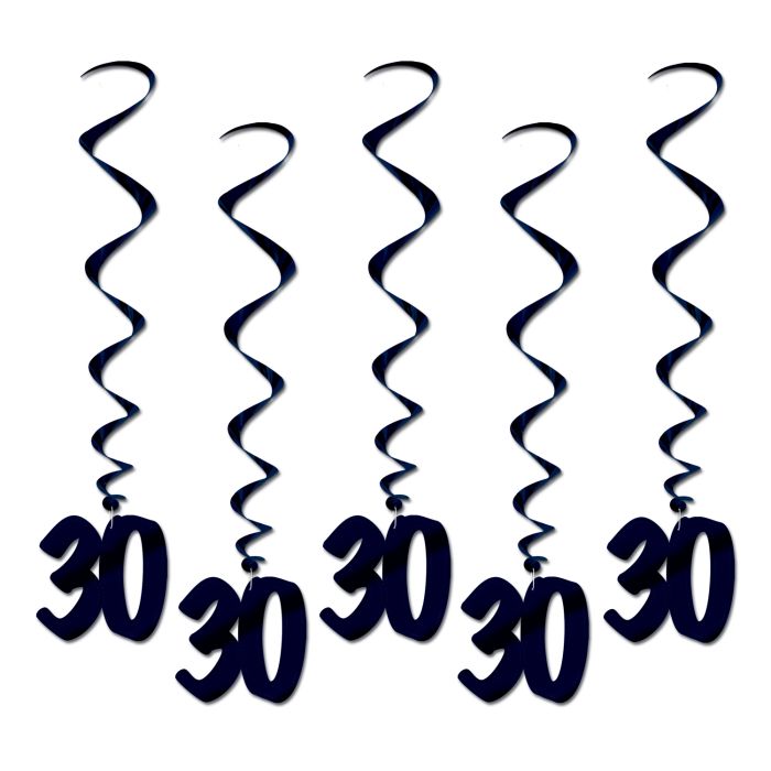 Black 30 Birthday Whirls - 5ct.