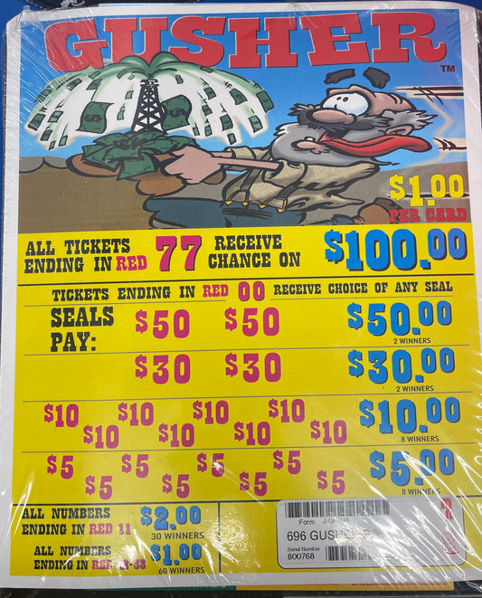GUSHER $1 PULL TAB - 696 TICKETS