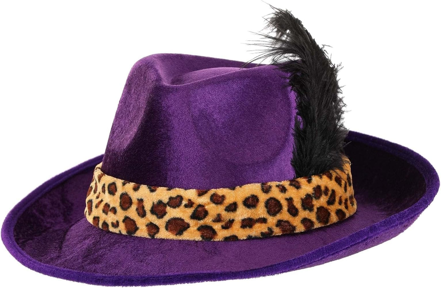 Purple Pimp Hat with Black Feather