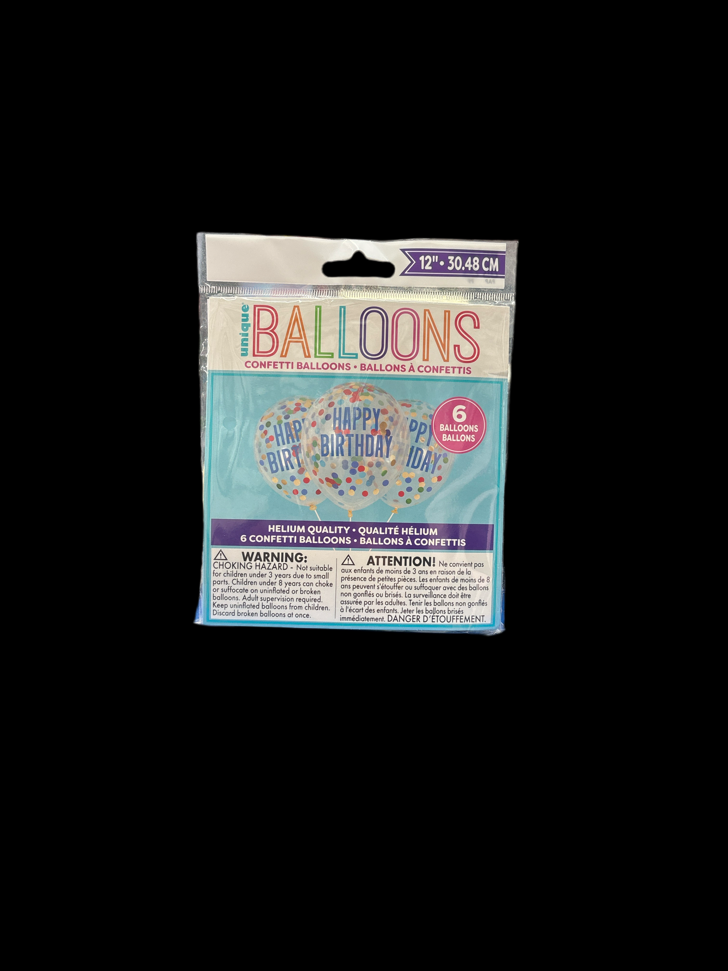 Happy Birthday Latex Balloons W/ Confetti 6ct