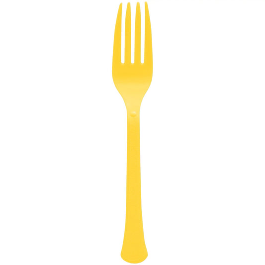 PREMIUM QUALITY YELLOW SUNSHINE PLASTIC FORKS 50PCS