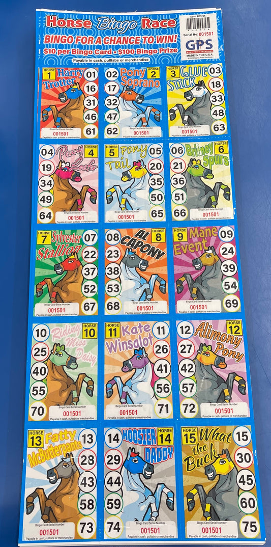 HORSE BINGO RACE BINGO CARD 1-PC
