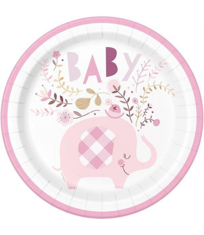 Pink Elephant 8 5/8 Paper Plate