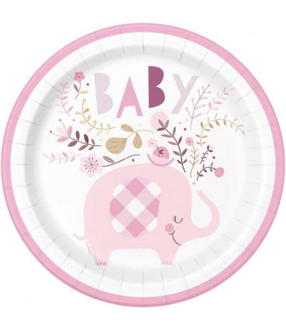 Pink Elephant 8 5/8 Paper Plate
