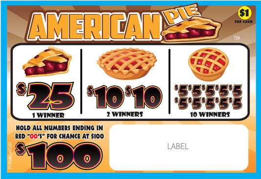 AMERICAN PIE PULL TAB 287 TICKETS