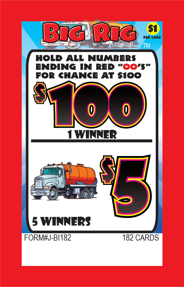 BIG RIG PULL TAB 182 TICKETS