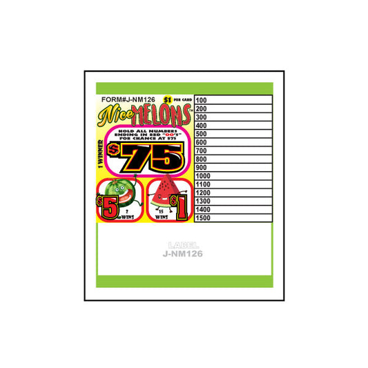 NICE MELONS PULL TAB, 126 TICKETS
