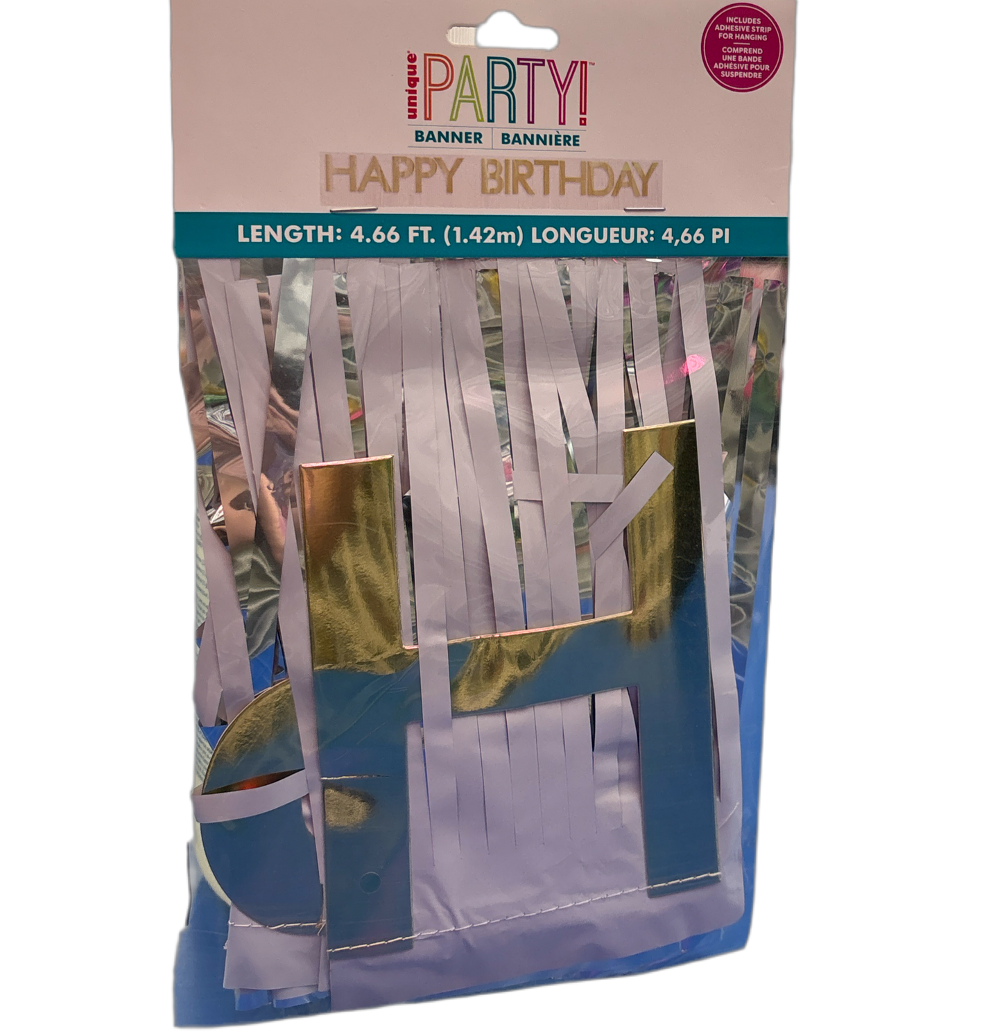 White & Gold Happy Birthday Banner