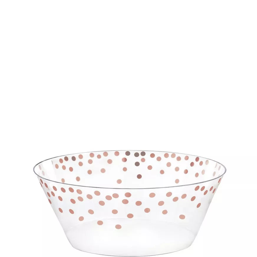24oz. Clear Bowl w/Rose Gold Polka Dots