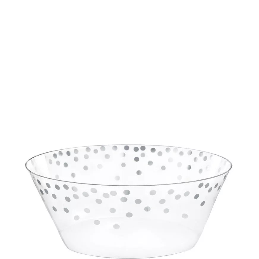 24oz. Clear Bowl w/Silver Polka Dots