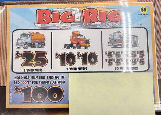 BIG RIG PULL TAB 287 TICKETS