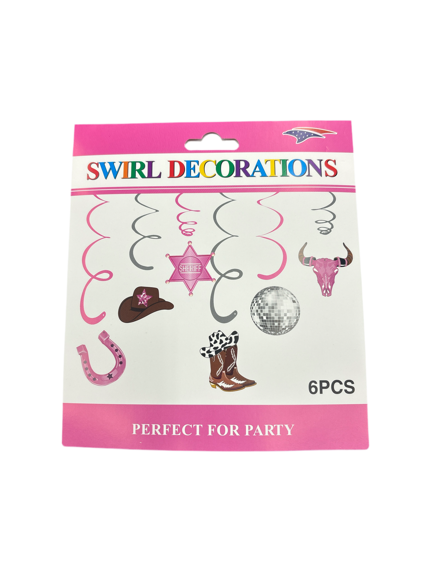 Pink Cow Girl Hanging Swirls
