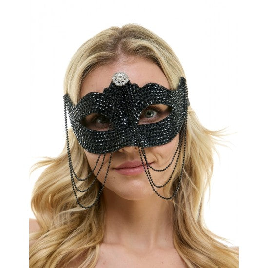 Black Rhinestone Half Mask