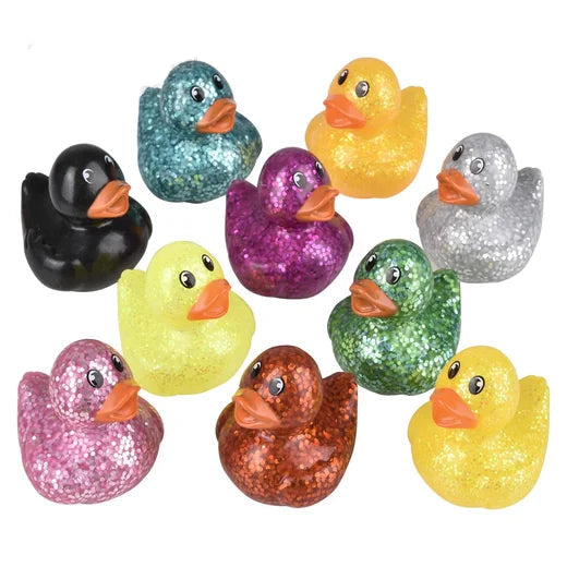 Mini Glitter 1.5" Rubber Ducks - 100ct.