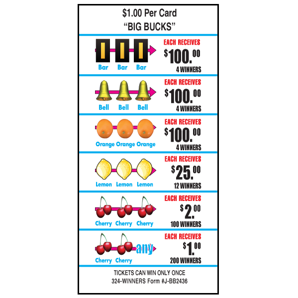 BIG BUCKS INSTANT PULL TAB 2436 TICKETS