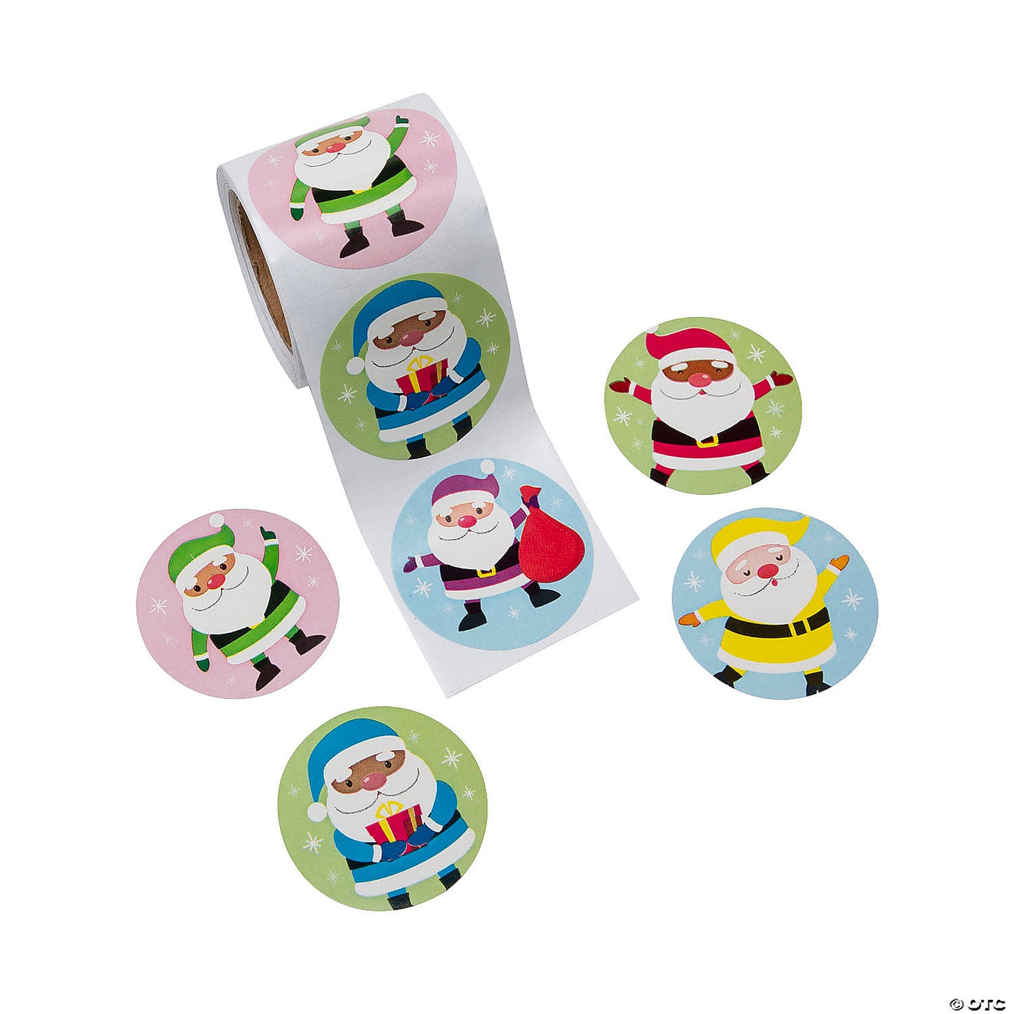 100ct. Bright Santa Sticker Roll