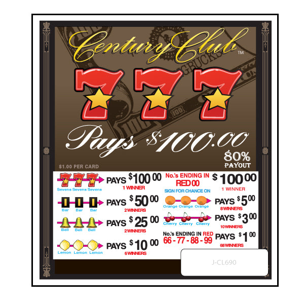 CENTURY CLUB PULL TAB, 690 TICKETS