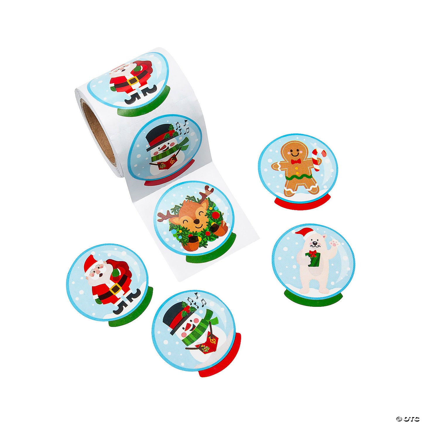 100ct. Christmas Snow Globe Sticker Roll