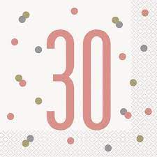 Rose Gold Glitz And Glam 30th Birthday Luncheon Napkin