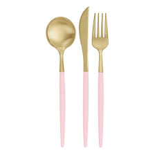 Pink & Gold Plastic Cutlery - 12ct.
