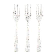 Red/Blue/Silver Glitter Plastic Forks - 18ct.