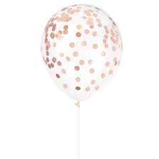 Rose Gold Confetti Clear Latex Balloons 6pcs